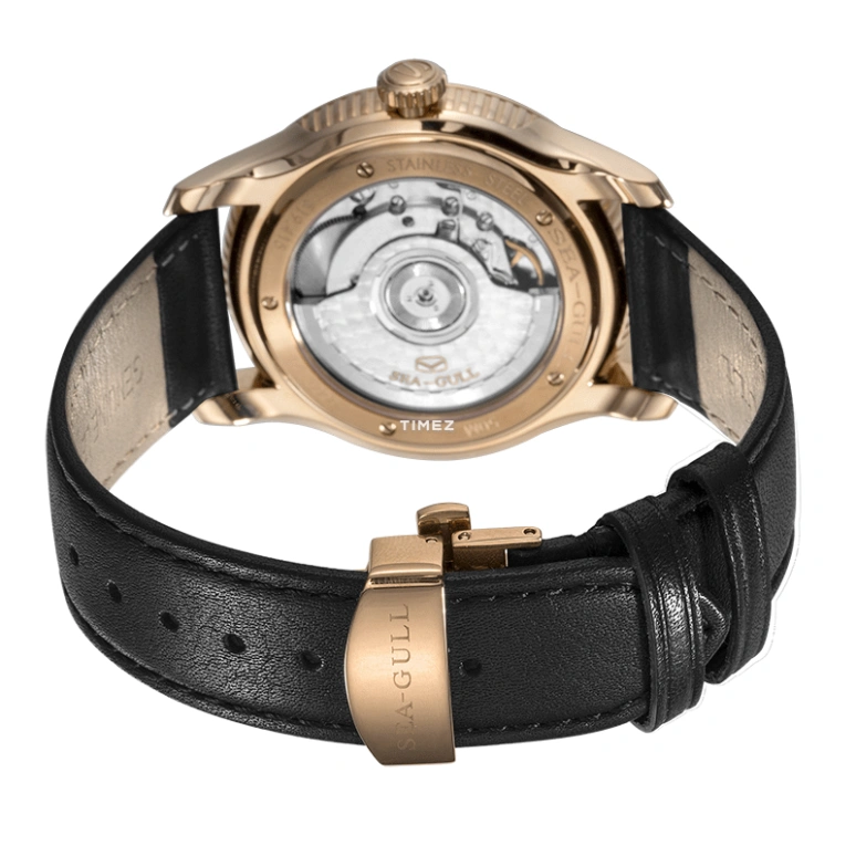 Sea-Gull,Business 40mm,40mm,Stainless Steel,Rose Gold,Black,Automatic,Sapphire,Crystal Glass,Round,519,519.415 BLACK
