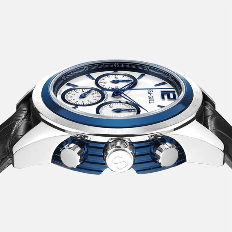 Sea-Gull,Multifunction 41mm,41mm,Stainless Steel,White,Handwound,Chronograph,Sapphire,Crystal Glass,219,219.312 BLUE