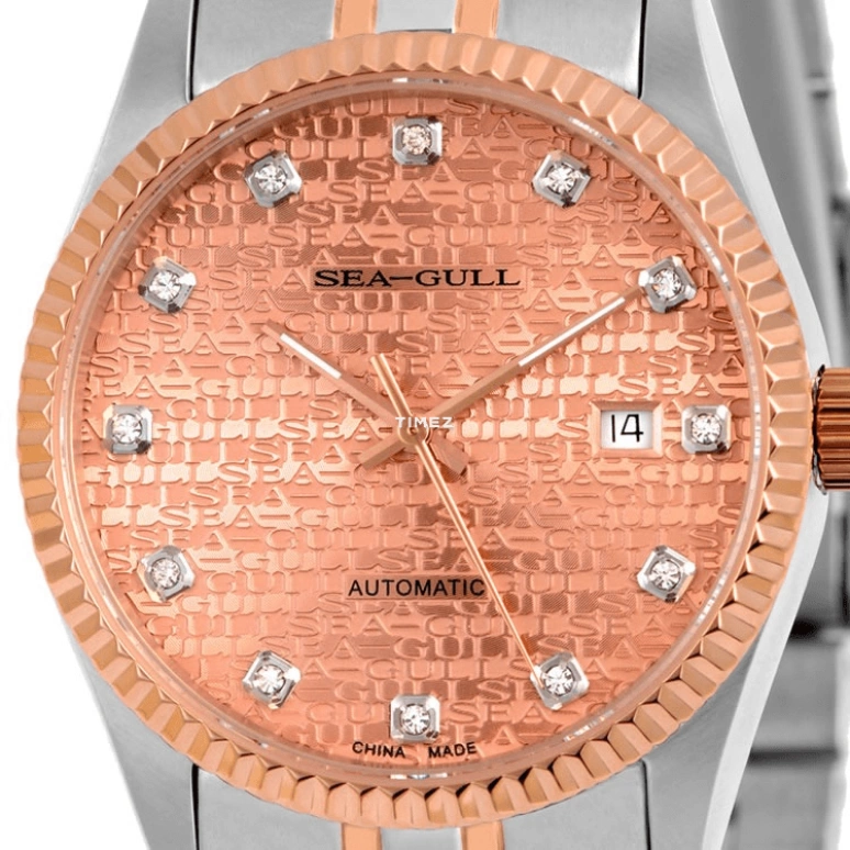 Sea-Gull,Couples 40mm,40mm,Stainless Steel,Gold,Automatic,Day,Sapphire,Crystal Glass,217,217.335