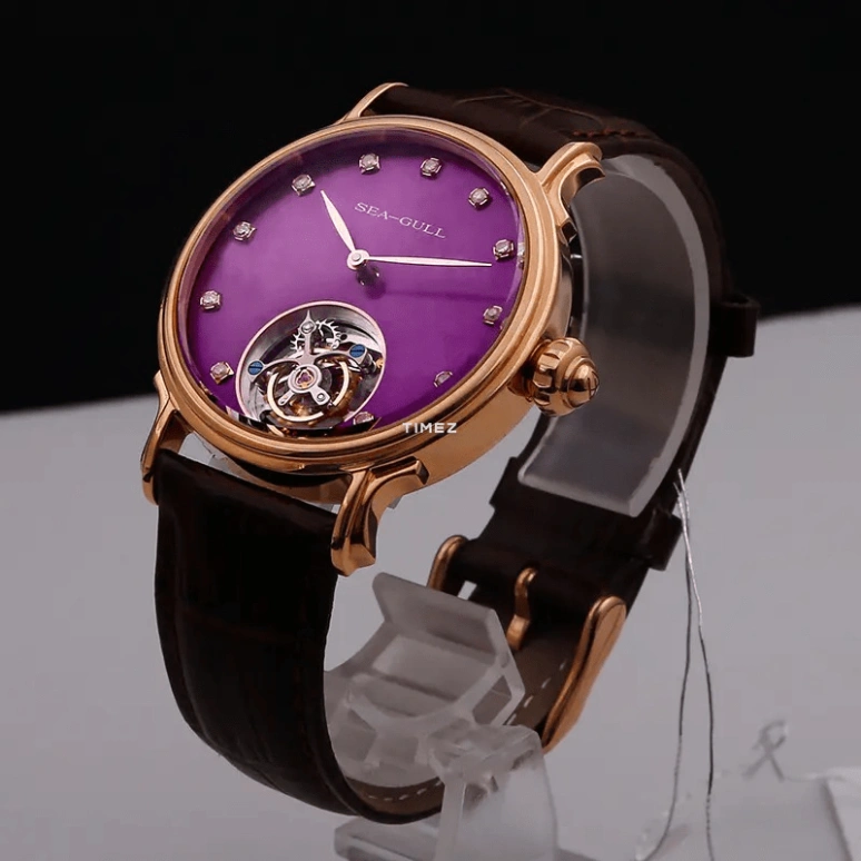 Sea-Gull,Other 37mm,37mm,Stainless Steel,Rose Gold,Purple,Handwound,Tourbillon,Sapphire,Crystal Glass,D519,D519.800