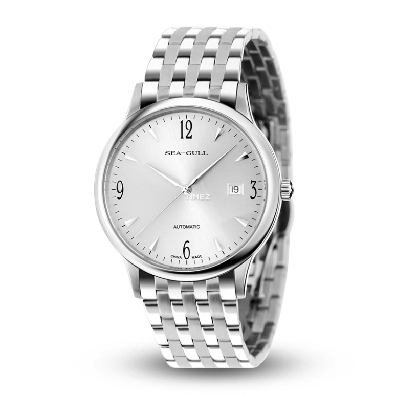 Sea-Gull,Slim 39mm,39mm,Stainless Steel,Silver White,Automatic,Day,Sapphire,816,816.357 WHITE