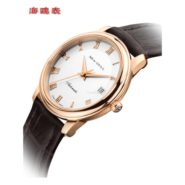 Sea-Gull,Slim 35mm,35mm,Stainless Steel,Rose Gold,White,Automatic,Day,Sapphire,519,519.367