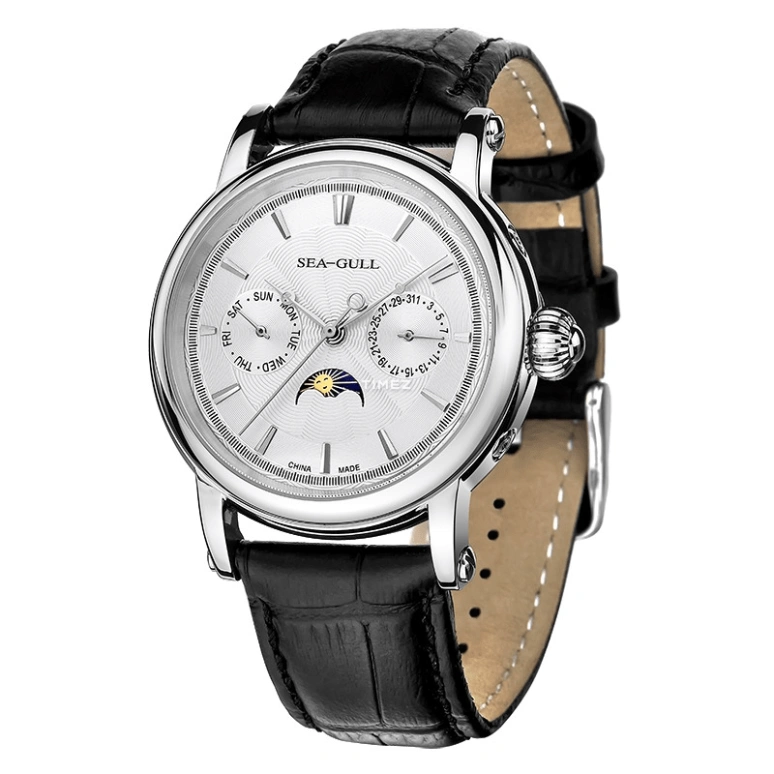 Sea-Gull,Business 38mm,38mm,Stainless Steel,Silver,Grey,Automatic,Moonphase,Date,Day,D0721S