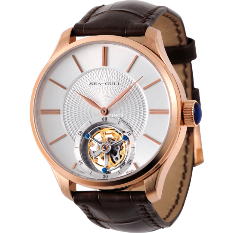 Sea-Gull,Tourbillon 41mm,41mm,Rose Gold,White,Handwound,Tourbillon,Sapphire,118,118.860