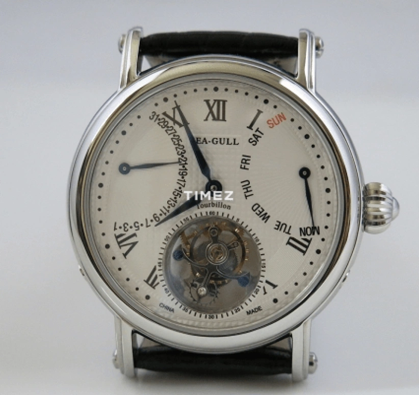Sea-Gull,Museum 40mm,40mm,Stainless Steel,White,Handwound,Date,Day,Tourbillon,818,818.904