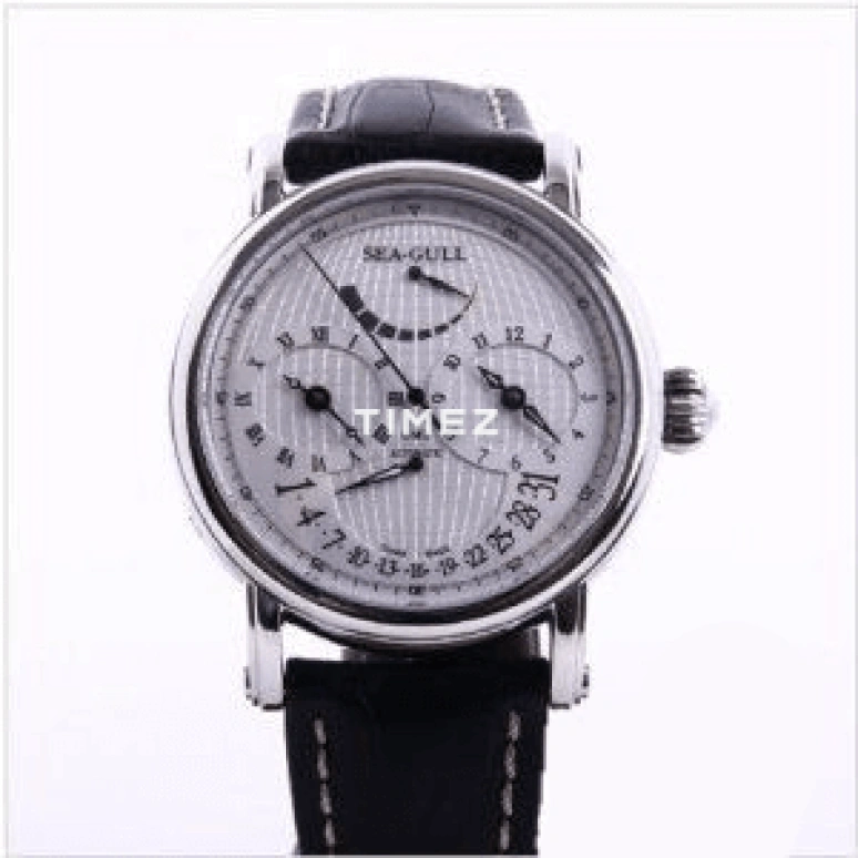 Sea-Gull,Multifunction 42mm,42mm,Stainless Steel,White,Automatic,Day,Power Reserve Indicator,Flyback,Retrograde,Sapphire,Crystal Glass,Round,819,819.319 BLACK