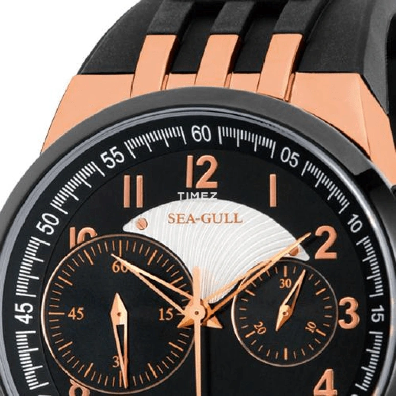 Sea-Gull,Multifunction 43mm,43mm,Stainless Steel,Black,Handwound,Chronograph,Sapphire,Crystal Glass,215,215.325