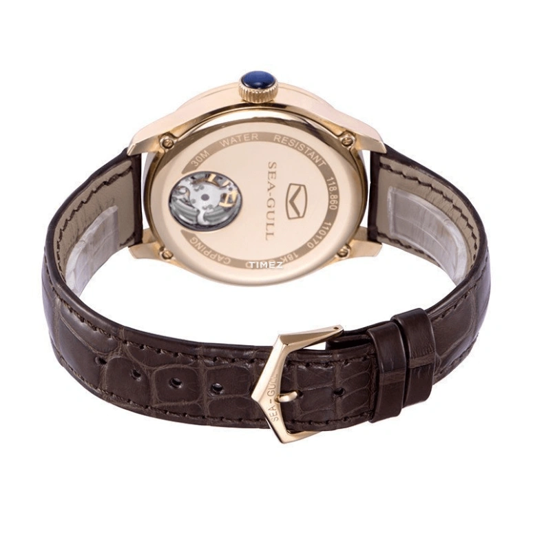 Sea-Gull,Tourbillon 41mm,41mm,Rose Gold,White,Handwound,Tourbillon,Sapphire,118,118.860