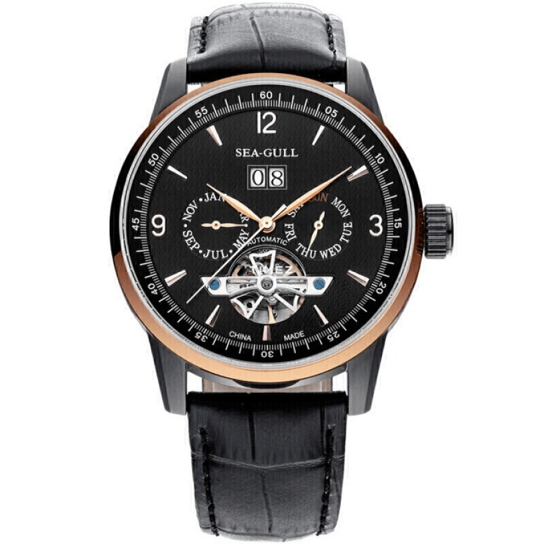 Sea-Gull,Business 42mm,42mm,Stainless Steel,Black,Automatic,Month,Date,Day,Anti-magnetic,Sapphire,Crystal Glass,Round,219,219.328 BLACK