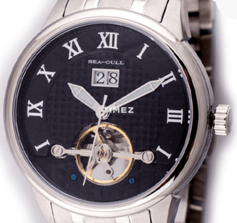 Sea-Gull,Other 41mm,41mm,Stainless Steel,Black,Automatic,Day,Big Date,816,816.413