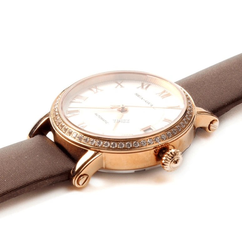 Sea-Gull,Couples 32mm,32mm,Stainless Steel,White,Automatic,Day,Sapphire,719,719.387 BROWN LEATHER