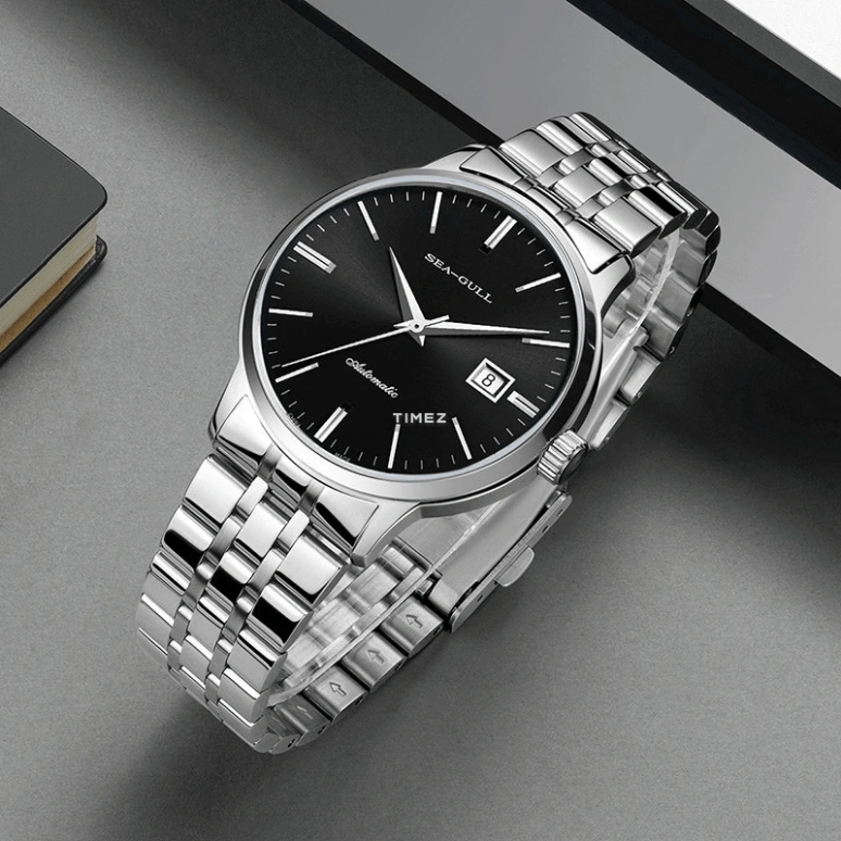 Sea-Gull,Basic 40mm,40mm,Stainless Steel,Black,Automatic,Day,Sapphire,816,816.362 BLACK