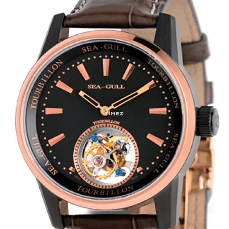 Sea-Gull,Tourbillon 41mm,41mm,Rose Gold,Black,Handwound,Tourbillon,Sapphire,Crystal Glass,218,218.848