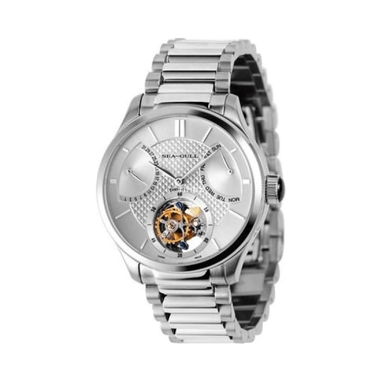 Sea-Gull,Tourbillon 40mm,40mm,Stainless Steel,Silver White,Handwound,Date,Day,Tourbillon,Flyback,Sapphire,Round,816,816.914 WHITE