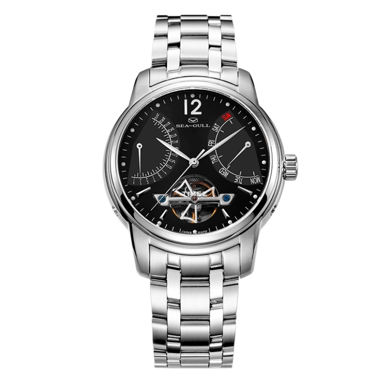Sea-Gull,Multifunction 41mm,41mm,Stainless Steel,Black,Automatic,Day,Power Reserve Indicator,Flyback,Retrograde,Sapphire,Round,816,816.426 BLACK