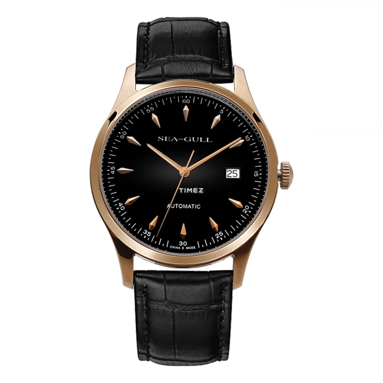 Sea-Gull,Basic 40mm,40mm,Stainless Steel,Black,Automatic,Day,Sapphire,D519,D519.447 BLACK