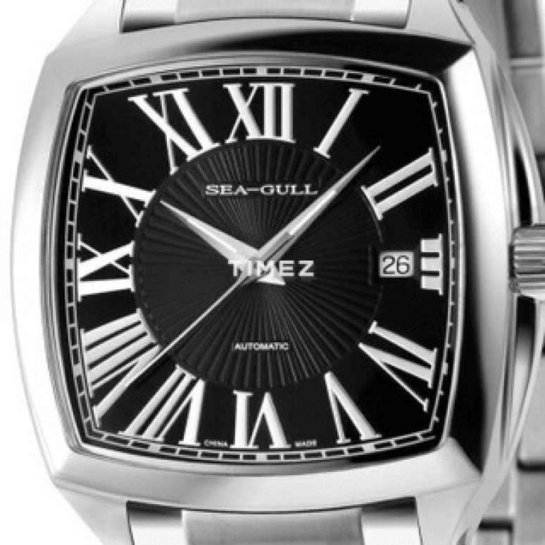 Sea-Gull,Basic 38mm,38mm,Stainless Steel,Black,Automatic,Day,Sapphire,Crystal Glass,836,836.354 BLACK