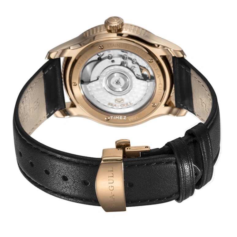 Sea-Gull,Designer 40mm,40mm,Stainless Steel,Rose Gold,White,Automatic,Day,Sapphire,519,519.415