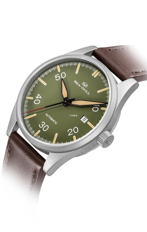 Sea-Gull,Basic 40mm,40mm,Stainless Steel,Green,Automatic,Day,Sapphire,Crystal Glass,819,819.583