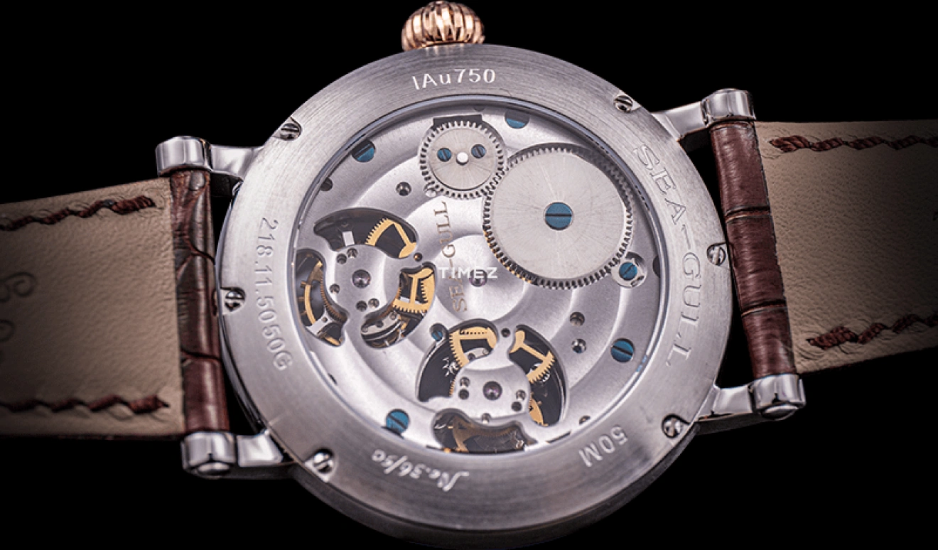Sea-Gull,Couples 42mm,42mm,Stainless Steel,Rose Gold,White,Handwound,Tourbillon,Sapphire,218,218.11.5050G