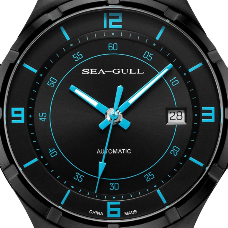 Sea-Gull,Basic 40mm,40mm,Stainless Steel,Black,Automatic,Day,Sapphire,Crystal Glass,816,816.356H