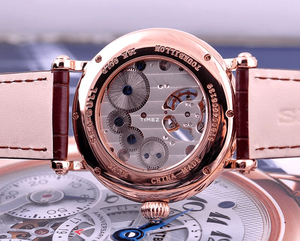 Sea-Gull,Museum 39mm,39mm,Rose Gold,White,Handwound,Date,Day,Tourbillon,Flyback,Sapphire,Crystal Glass,Round,ST8004G