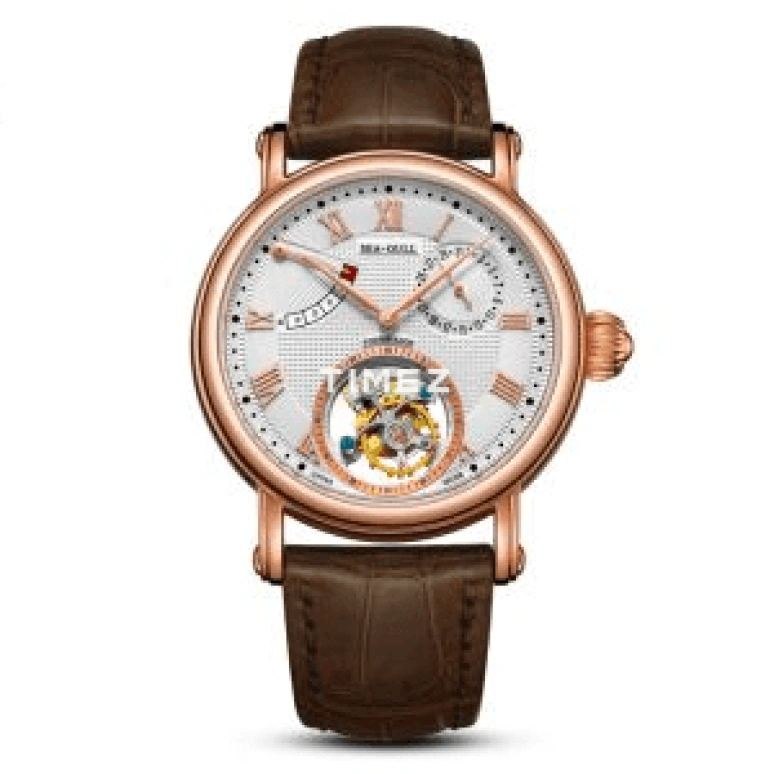 Sea-Gull,Tourbillon 40mm,40mm,Rose Gold,White,Handwound,Day,Power Reserve Indicator,Tourbillon,ST8001GA