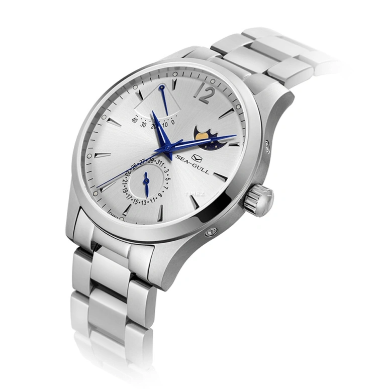 Sea-Gull,Multifunction 41mm,41mm,Stainless Steel,White,Automatic,Moonphase,Day,Power Reserve Indicator,816,816.423