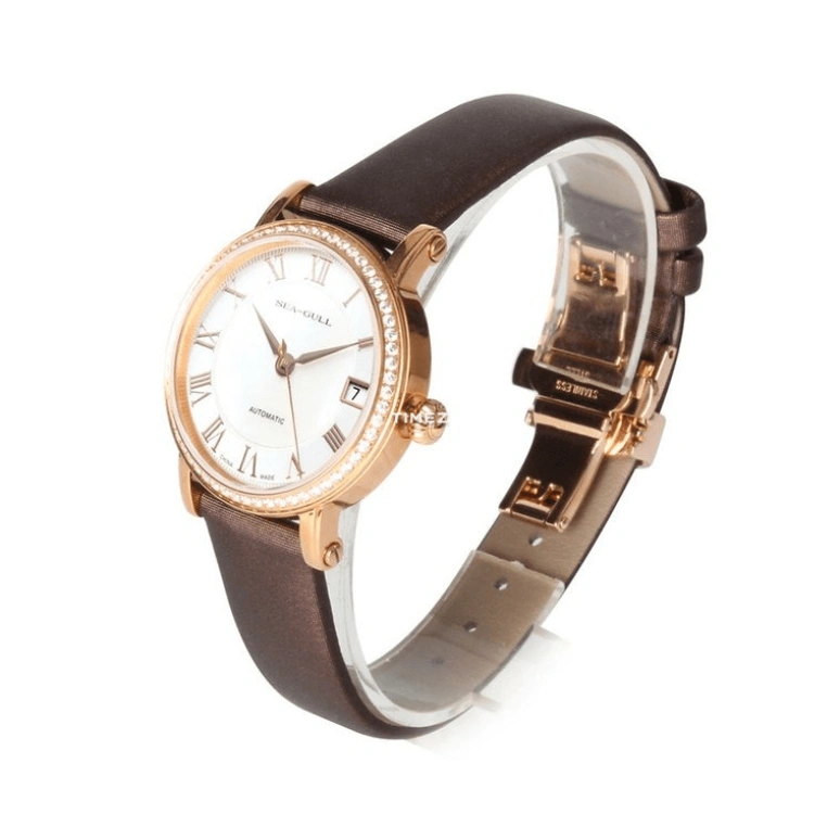 Sea-Gull,Couples 32mm,32mm,Stainless Steel,White,Automatic,Day,Sapphire,719,719.387 BROWN LEATHER