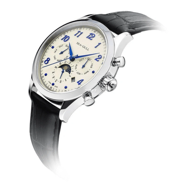 Sea-Gull,Business 39mm,39mm,Stainless Steel,Beige,Automatic,Moonphase,Month,Date,Day,Glass,Round,D2869S