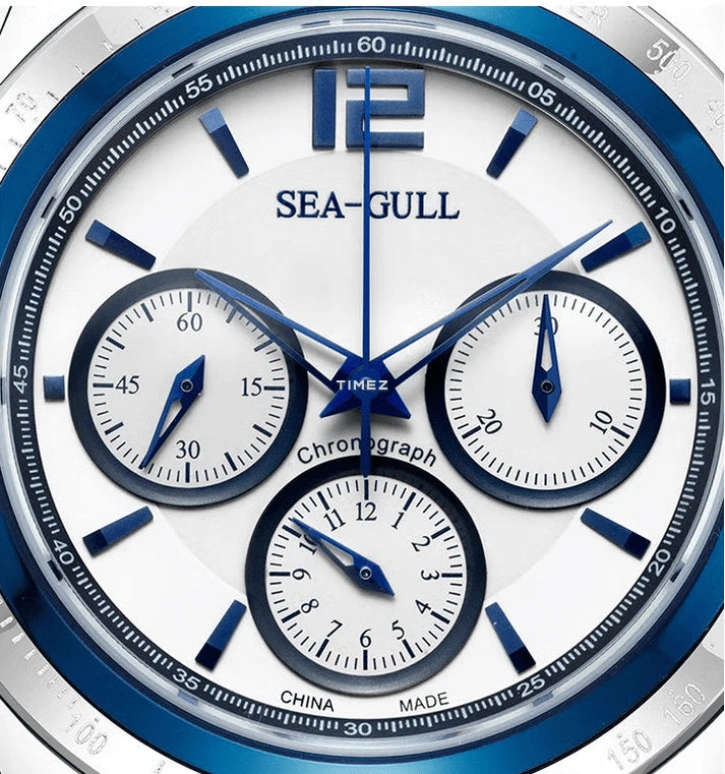 Sea-Gull,Multifunction 41mm,41mm,Stainless Steel,White,Handwound,Chronograph,Sapphire,Crystal Glass,219,219.312 BLUE