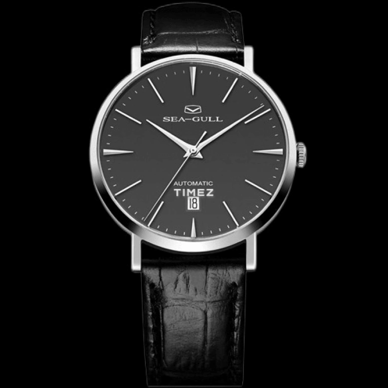 Sea-Gull,Basic 40mm,40mm,Stainless Steel,Black,Automatic,Day,Sapphire,Crystal Glass,819,819.42.1002