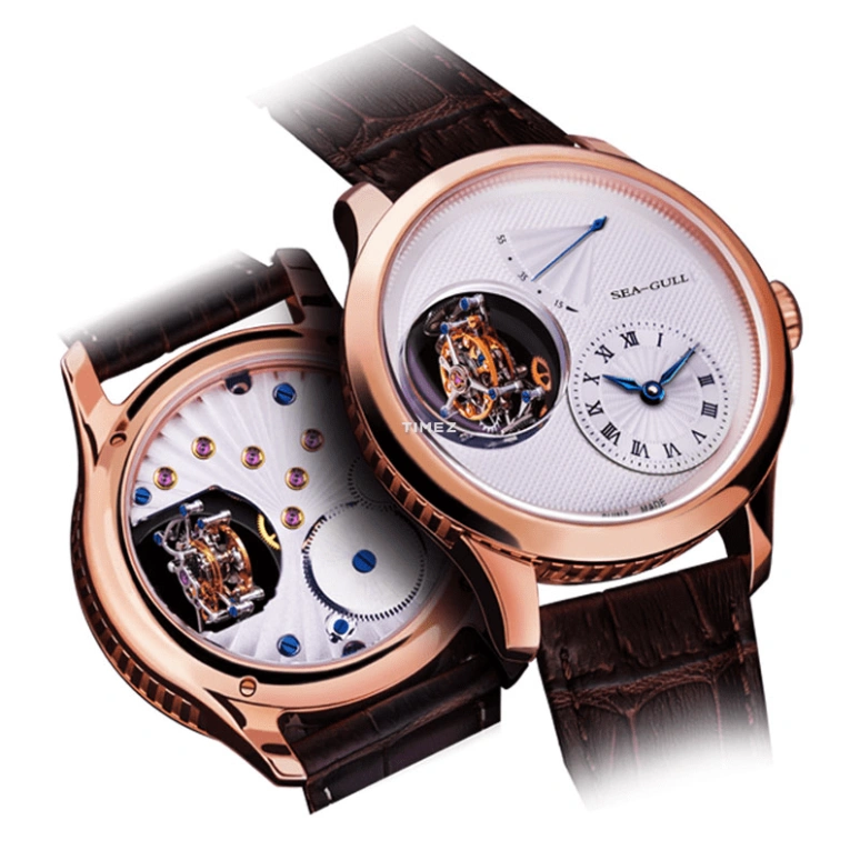 Sea-Gull,Collector 40mm,40mm,Rose Gold,White,Handwound,Power Reserve Indicator,Tourbillon,ST8520G,ST8520G-M