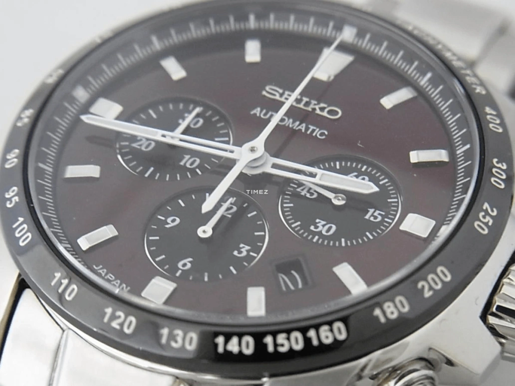 Seiko,Mechanical 46mm,46mm,Stainless Steel,Red,Automatic,Chronograph,Day,SAGK005