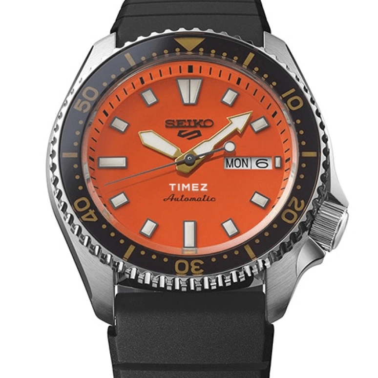 Seiko,5 Sports 42.50mm,42.50mm,Stainless Steel,Orange,Automatic,Date,Day,Anti-magnetic,SBSA309