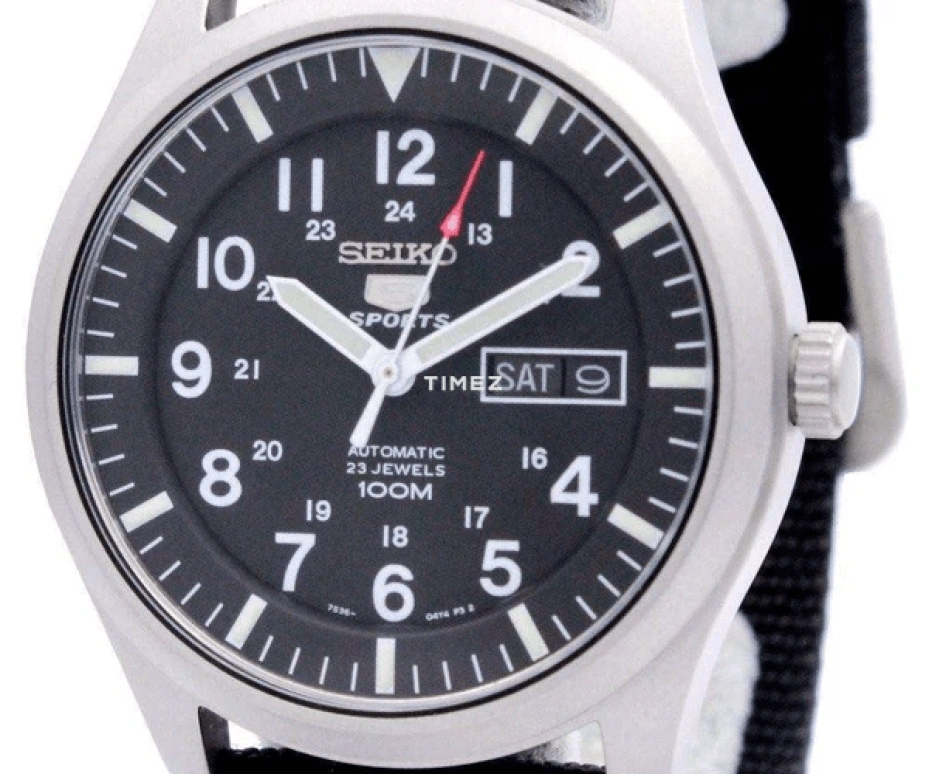 Seiko,5 Sports 42mm,42mm,Stainless Steel,Black,Automatic,Date,Day,SNZG15K1