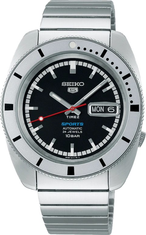 Seiko,5 Sports 38.50mm,38.50mm,Stainless Steel,Black,Automatic,Date,Day,SRPL05