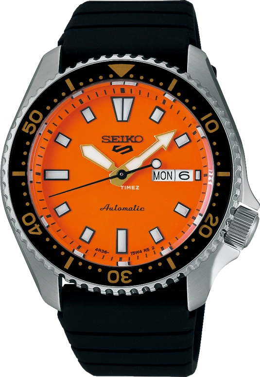Seiko,5 Sports 42.50x46mm,42.50x46mm,Stainless Steel,Orange,Automatic,Date,Day,Anti-magnetic,SRPL89