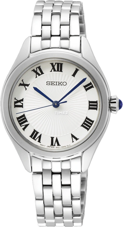 Seiko,women 29mm,29mm,Stainless Steel,White,Quartz,In-house Caliber,Round,SUR327