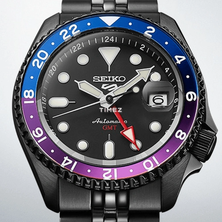 Seiko,5 Sports 42.50mm,42.50mm,Stainless Steel,Black,Automatic,Day,Dule Time,SBSC015