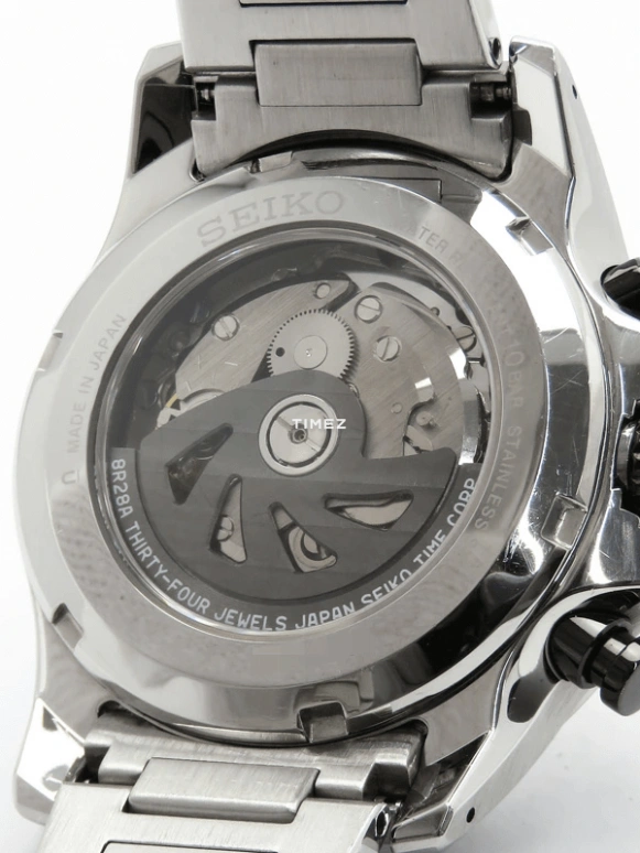 Seiko,Mechanical 43mm,43mm,Stainless Steel,White,Automatic,Chronograph,Day,SAEK009