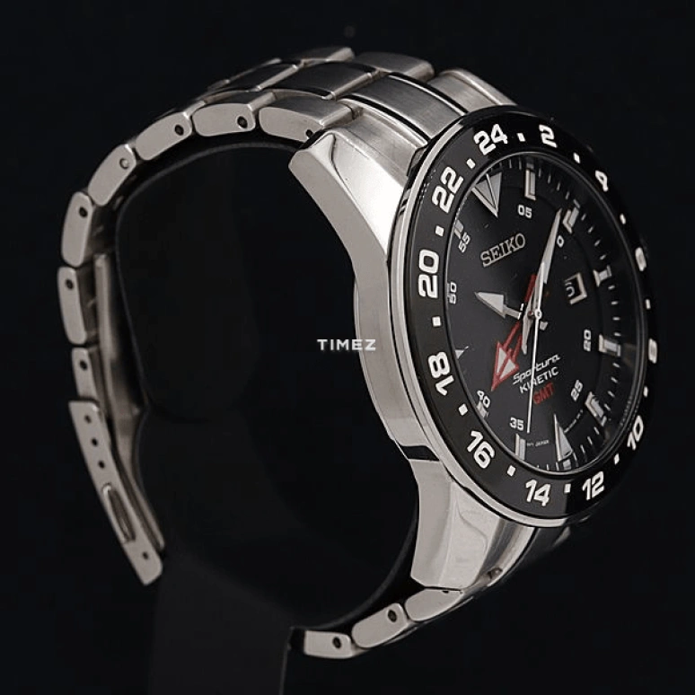 Seiko,Sportura 44.40mm,44.40mm,Stainless Steel,Black,Quartz,Day,Dule Time,SUN015J1