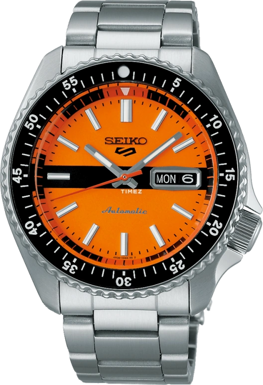 Seiko,5 Sports 42.50mm,42.50mm,Stainless Steel,Orange,Automatic,Date,Day,SRPK11