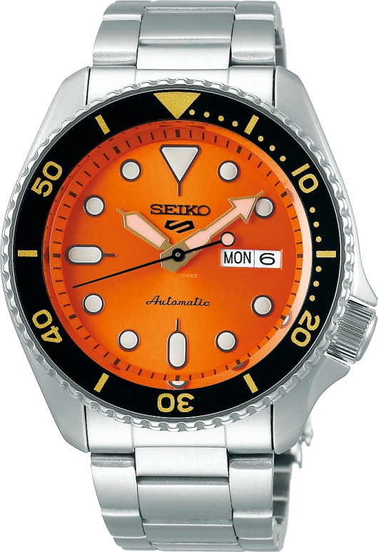 Seiko,5 Sports 42.50mm,42.50mm,Stainless Steel,Orange,Automatic,Date,Day,Anti-magnetic,SRPD59K1