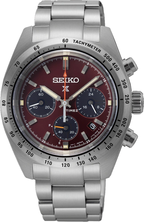 Seiko,Prospex 39mm,39mm,Stainless Steel,Burgundy,Black,Quartz,Chronograph,Day,Power Reserve Indicator,SSC953