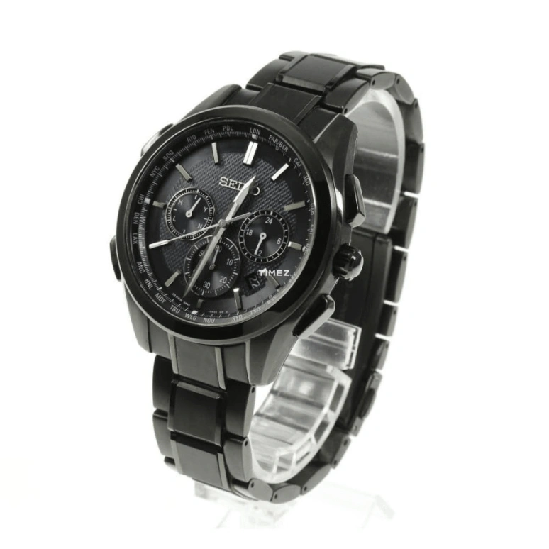 Seiko,Quartz 50x43.60mm,50x43.60mm,Titanium,Black,Quartz,Day,World Time,SAGA201