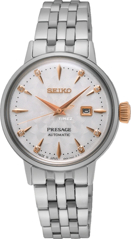 Seiko,Presage 30.30mm,30.30mm,Stainless Steel,Silver White,Silver,Automatic,Day,40hours,SRE009J1