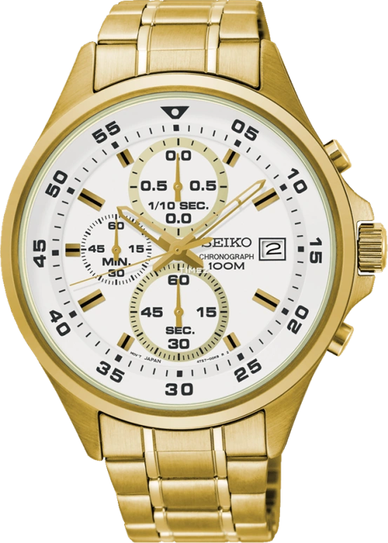 Seiko,Chronograph 42.80mm,42.80mm,Stainless Steel,White,Quartz,Chronograph,Day,SKS632
