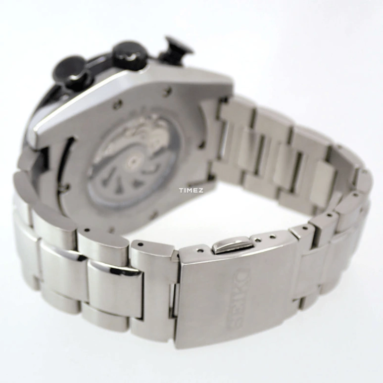 Seiko,Mechanical 46mm,46mm,Stainless Steel,Black,Automatic,Chronograph,Day,SAEK005