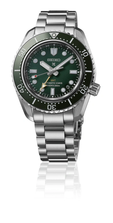 Seiko,Prospex 42mm,42mm,Stainless Steel,Green,Automatic,Day,Dule Time,SBEJ009